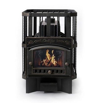 Печь для бани НМК Сибирь «Сибирь-32» каминная дверца кованная сетка, чугун в Анапе