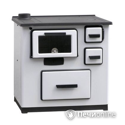 Отопительно-варочная печь Plamen Slavonac белая труба слева в Анапе