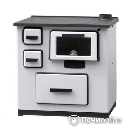 Отопительно-варочная печь Plamen Slavonac белая труба справа в Анапе