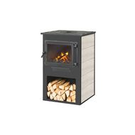 Печь-камин Этна (Панорама) с плитой беж. 9 кВт (150 кв.м)
