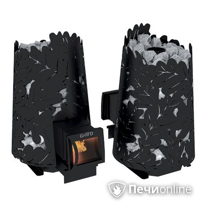 Дровяная печь-каменка GrillD Dubravo 180 long black в Анапе