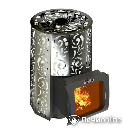 Дровяная печь-каменка GrillD Violet window short Max Жадеит 80 в Анапе