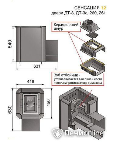 Дровяные печи-каменки Везувий Сенсация 12 Антрацит (ДТ-3С) в Анапе