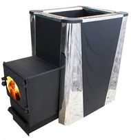 Дровяная печь-каменка Березка Воевода 20 конвектор ДТ-3 со стеклом полукругом чугун