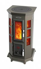 Печь-камин TMF Статика Секста чугунная дверца черная бронза