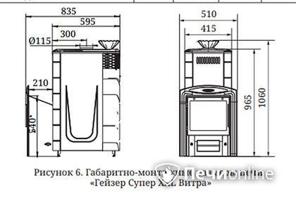 Дровяная печь-каменка TMF Гейзер Супер XXL Inox Витра ЗК антрацит в Анапе
