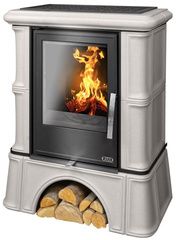 Печь-камин ABX Bavaria KI (6,9кВт в воду), кафельный цоколь, ахорн