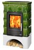 Печь-камин ABX Britania KI (6,9кВт в воду), белый цоколь, зеленая