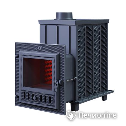 Дровяная банная печь Гефест ЗК-18 (М) чугунная дверца со стеклом закрытая каменка в Анапе