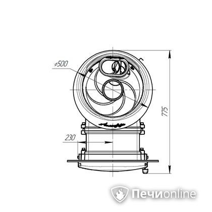 Дровяная печь-каменка Прометалл Атмосфера L комбинированная сетка-ламель Змеевик наборный в Анапе