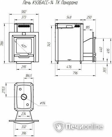 Дровяная банная печь Теплодар Кузбасс-14 ТК Панорама (2018) в Анапе