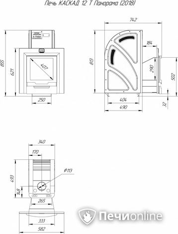 Дровяная банная печь Теплодар Каскад-12 Т Панорама (2018) в Анапе