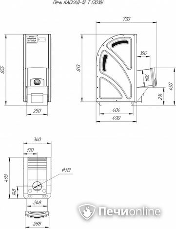Дровяная банная печь Теплодар Каскад-12 Т (2018) в Анапе