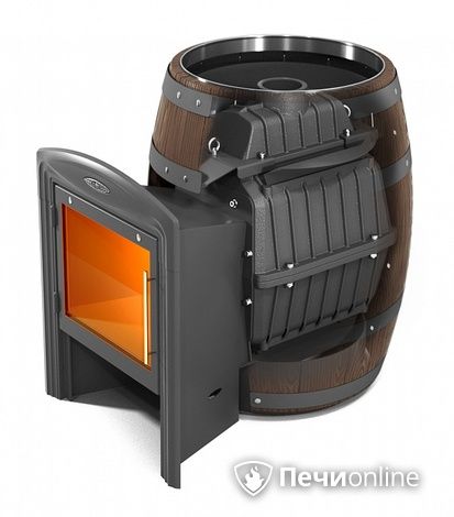 Дровяная банная печь TMF Вариата Cast Витра Баррель палисандр в Анапе