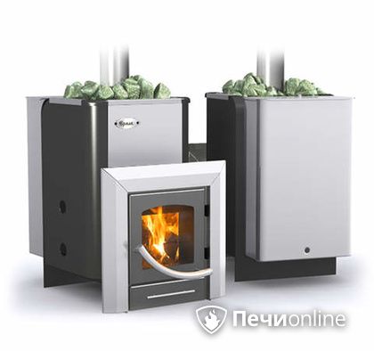 Дровяная банная печь Ермак Элит 16-ПС стекло нержавеющая сталь регулируемый тоннель в Анапе