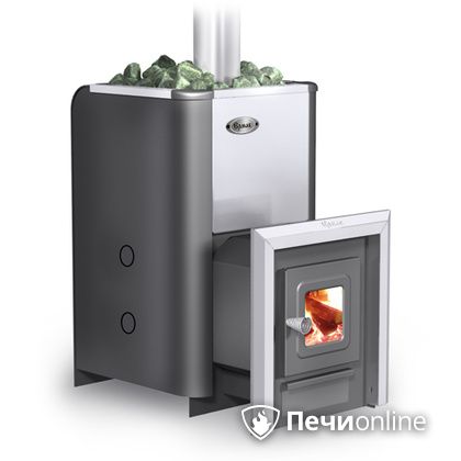 Дровяная банная печь Ермак Элит 20-С стекло нержавеющая сталь в Анапе