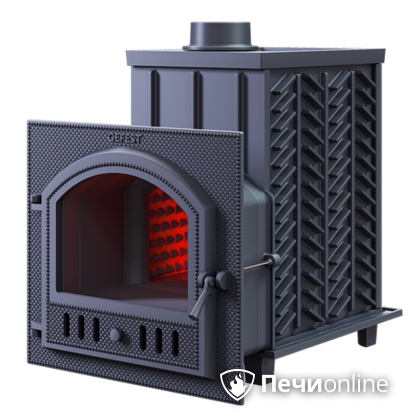 Дровяная банная печь Гефест ЗК-30 (П) чугунная дверца со панорамным стеклом закрытая каменка в Анапе