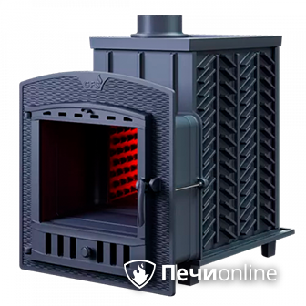 Дровяная банная печь Гефест 25 (П) чугунная дверца с панорамным стеклом в Анапе