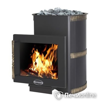 Дровяная банная печь Везувий Лава 16 Панорама в Анапе