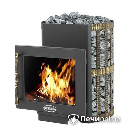 Дровяная банная печь Везувий Скиф Ковка 16 Панорама в Анапе