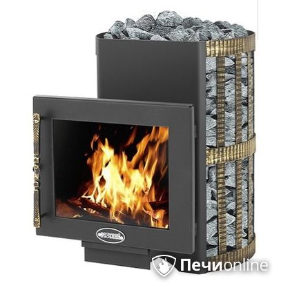 Дровяная банная печь Везувий Скиф Ковка 22 Панорама в Анапе