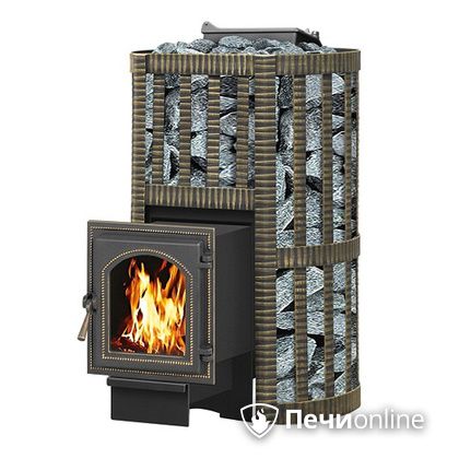 Дровяная банная печь Везувий Ураган Ковка 16 (270) с закрытой каменкой чугун в Анапе