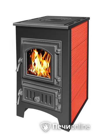 Печь-камин Везувий ПК-01 (270) с плитой 9 кВт красный в Анапе