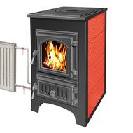 Печь-камин Везувий ПК-01(270) с варочной плитой и теплообменником красный