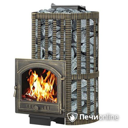 Дровяная банная печь Везувий Ураган Ковка 28  (205) с закрытой каменкой чугун в Анапе