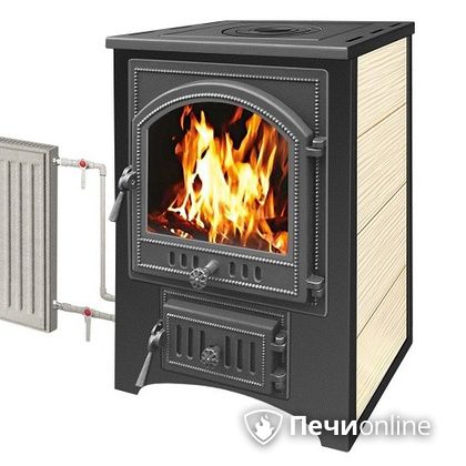 Печь-камин Везувий ПК-01(205) с плитой и теплообменником бежевый в Анапе