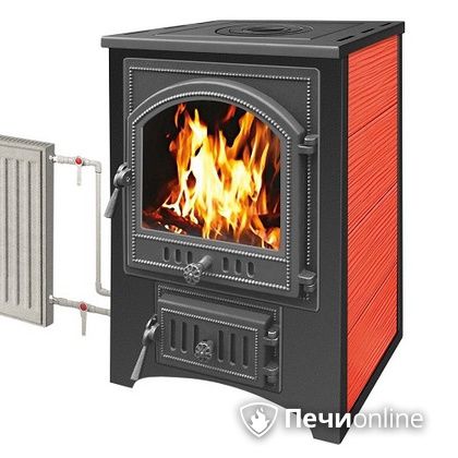 Печь-камин Везувий ПК-01(205) с теплообменником красный в Анапе