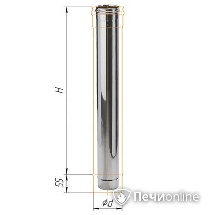 Дымоход Феррум Дымоход нержавейка 08 d-200 L=1м в Анапе