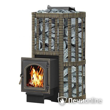Дровяная банная печь Везувий Ураган Ковка 22 (270) с закрытой каменкой чугун в Анапе