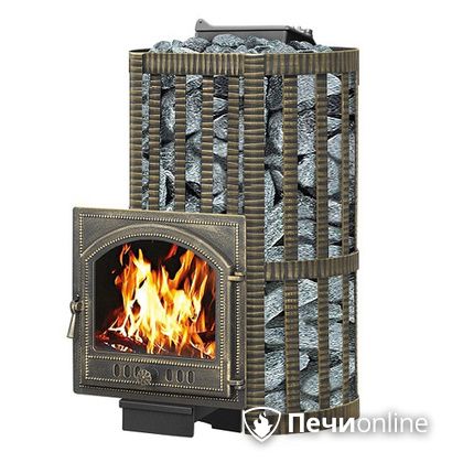 Дровяная банная печь Везувий Ураган Ковка 22 (205) с закрытой каменкой чугун в Анапе