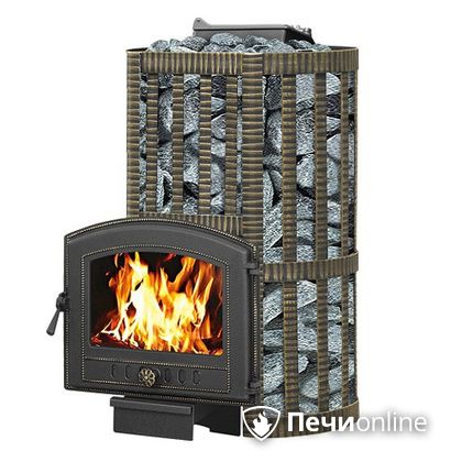 Дровяные печи-каменки Везувий Ураган Ковка 22 (224) с закрытой каменкой чугун в Анапе