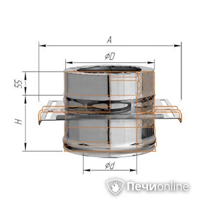 Дымоход Феррум Площадка монтажная  d-150/210 по воде в Анапе